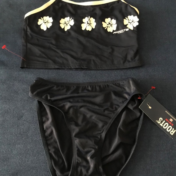 Roots Swim NWT Girls 2 Piece Tankini Swimsuit US 14 Navy  Blue - Picture 4 of 7